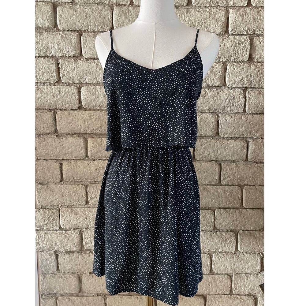 H&M Black Polka Dot Spaghetti Strap Mini Two Layered‎ Dress Size 6